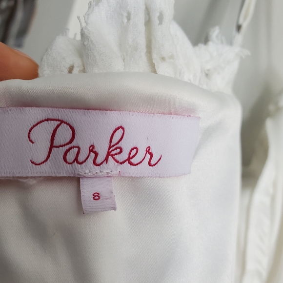 Parker Irma Lace Off the Shoulder Dress in White Size 8 - Picture 8 of 12
